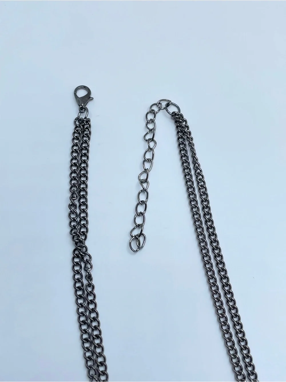 Gunmetal Crystal Glass Bead Dangle Necklace Chunky Statement